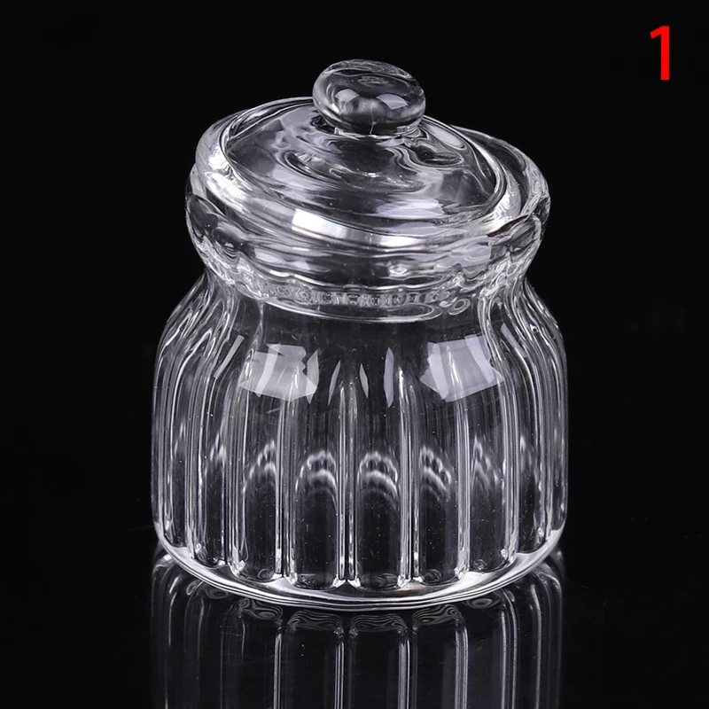 Dollhouse miniature 1/12 scale clear dessert snack can Jar with Lid LE