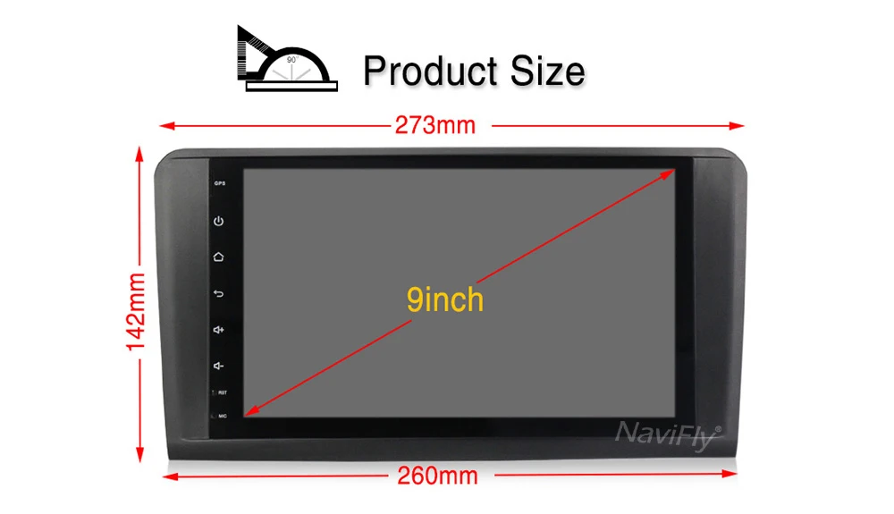 NaviFly ips DSP 4G+ 64G Android 9,0 автомобильный Радио gps для Benz ML Class W164 ML350 ML500 X164 GL320 9 дюймов 2 Din wifi BT, RDS без DVD