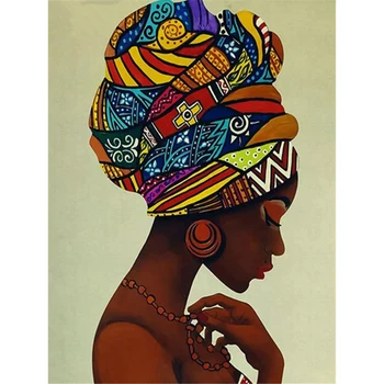 African Woman DIY Cross Stitch Embroidery 11CT Kits Needlework Craft Set Cotton Thread Printed Canvas