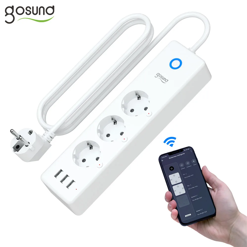 Gosund P1 Smart Power Strip With 3 USB Ports 16A Multi-Plug Tuya Life APP Work Alexa And Google Home Socket EU | Обустройство дома