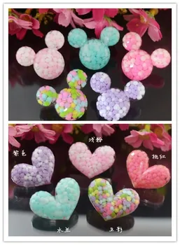 

Kawaii Mix Colors Glitter Resin mouse Flatback Cabochons DIY hair bow center Scrapbook Decoration Necklace earrings Pendant