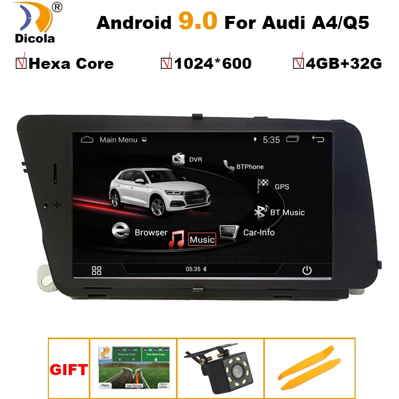 Автомобильный мультимедийный плеер PX6 4 + 32 ГБ Android 9Car для AUDI A4 (2008 2016 B8) Q5(2010 2016) Bluetooth