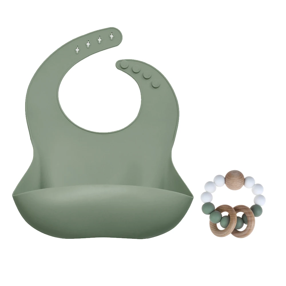 Sage Bib & Rattle Set