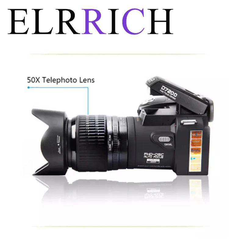 Цифровая камера ELRRICH POLO D7200 + 50-кратный оптический зум HD 33 млн пикселей автофокус