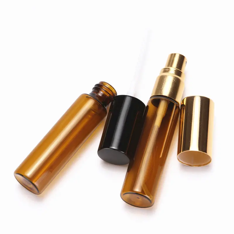 

10pcs/Lot 5ml 10ml Travel Portable Amber Glass Perfume Bottle Spray Bottles Sample Empty Containers atomize Refillable Bottles