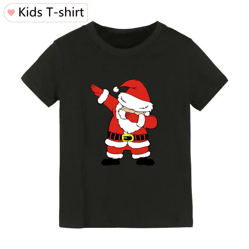 thumbnail image 1 of Camiseta negra de manga corta de algodón con estampado de Papá Noel para la familia, ropa a juego para la Navidad para padre, madre e hijos, 1 of 5