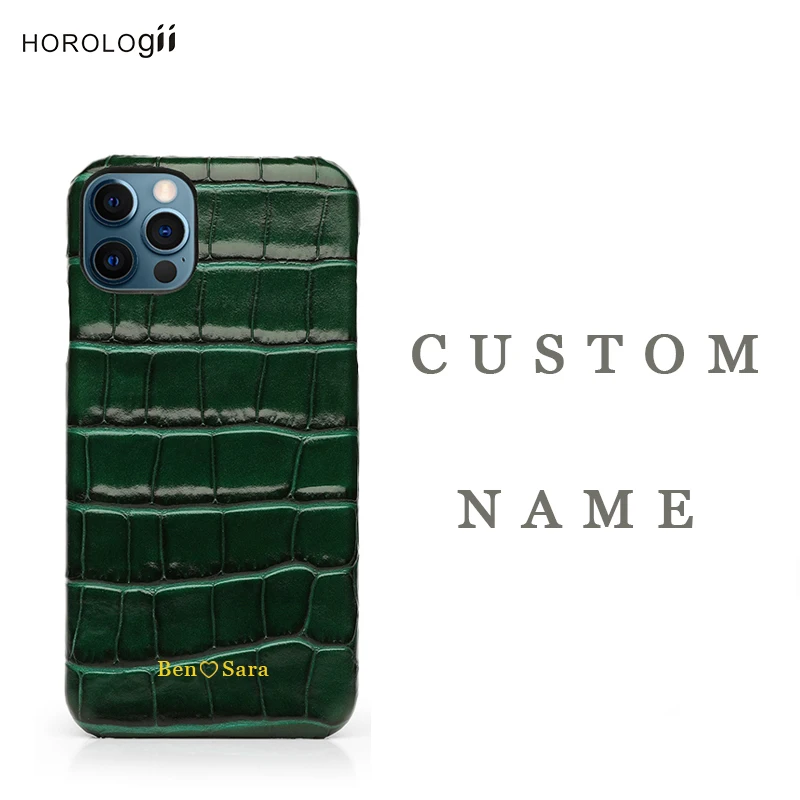 Horologii Free Custom Name Full Cover Italian Leather Luxury Mobile Phone Case for Iphone X XR XS 11 12 Pro Max Dropship