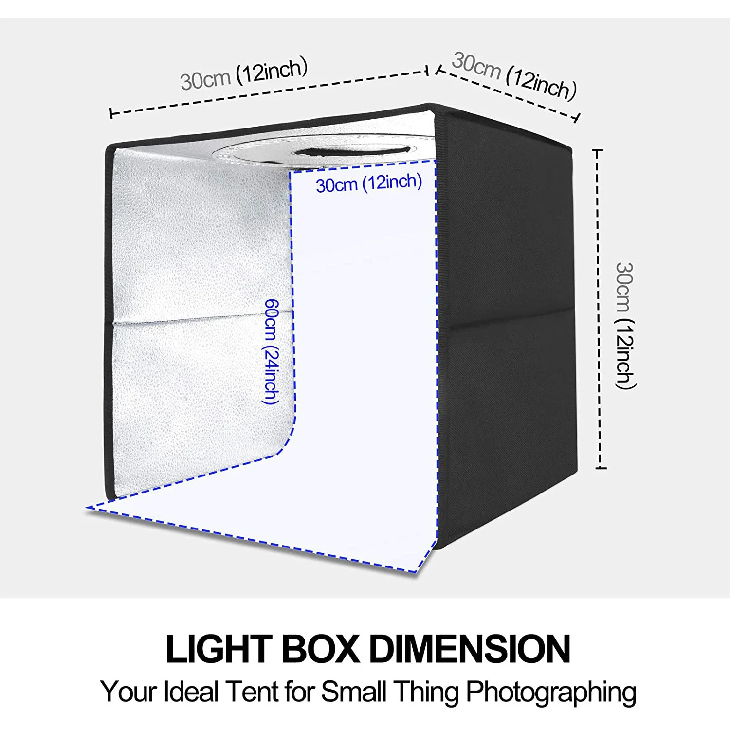 Photography Studio Light Box 12" 30cm Portable Photo Booth Dimmable Table Top Flashery Shooting Tent LED Lighting 6 Backdrops
