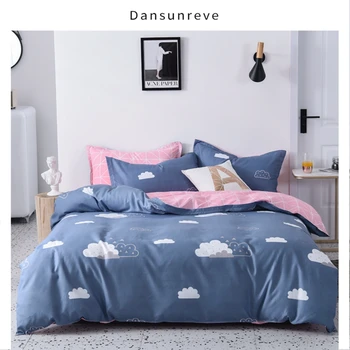 

Dansunreve 3/4pcs Bedding Set Blue Sky/Star Printed Nordic Bedding Sets Duvet Cover Sheet Set Single Twin Queen King Size