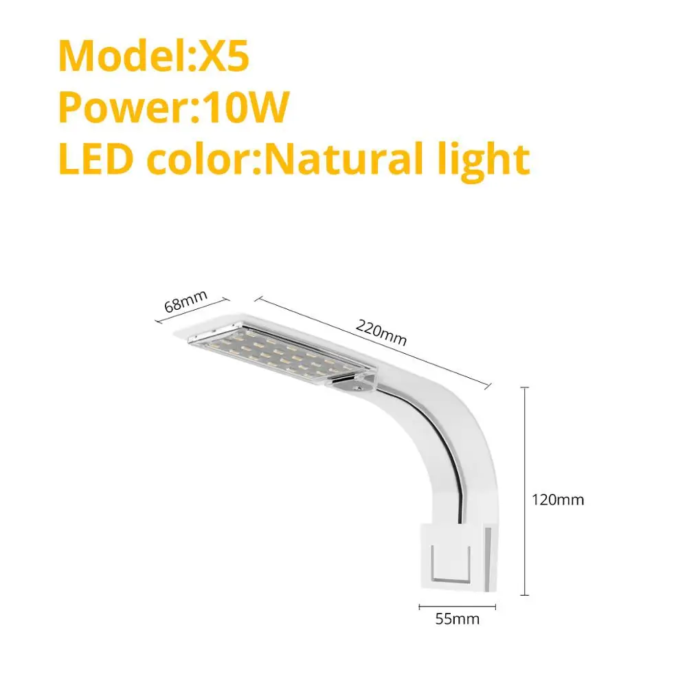 X5 Natural Light Аквариумный светильник светодиодный аквариумный светильник ing Clip-on аквариумная лампа водные растения пресноводный Водонепроницаемый светодиодный светильник s для маленьких аквариумов - Цвет: X5 Natural Light