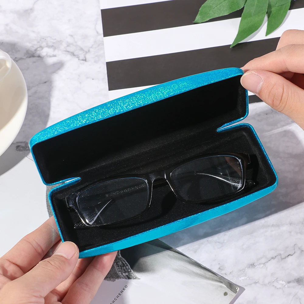 New Shiny Eyeglasses Case Sunglasses Protector Box Portable Glasses Holder Fashion Bling Travel Office Eyewear Accessories