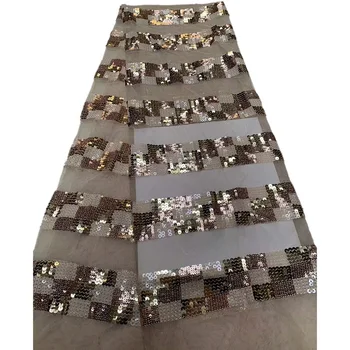 

Top selling Wide stripe design made by beautiful sequins Wedding dress Lace Fabric,ADP155 Good quality new arrival French Lace