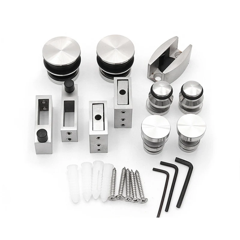 1Set Stainless Steel Frameless Sliding Shower Doors Roller Hardware set Cabin Hardware Glass
