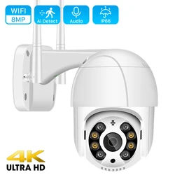 8mp 4k câmera sem fio ptz hd 1080p cor visão noturna wi fi câmera ip ao ar livre h.265 5mp ai rastreamento automático cctv vigilância cam