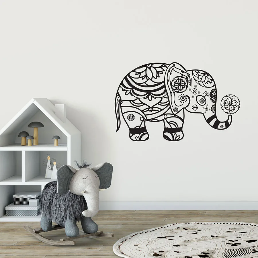 Indian Elephant Wall Decal Boho Bohemian Vinyl Sticker Buddhism Animal Bedroom Living Room Home Decoration Removable Art S862 | Дом и сад