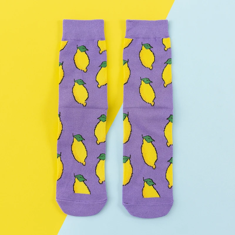 Корейские женские носки Веселые Забавные милые Мультяшные носки с фруктами, бананами, авокадо, лимоном, яйцом, печеньем, пончиками, Харадзюку, скейтбордом, парные носки - Цвет: 3
