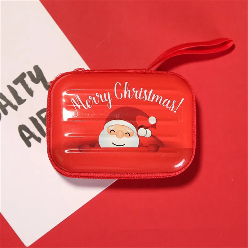 Кошелек для монет с рисунком Санта Клауса, рождественской елки, на молнии, сумка-слинг, кошелек для монет, коробка для конфет, подходит для детей, подарок красный