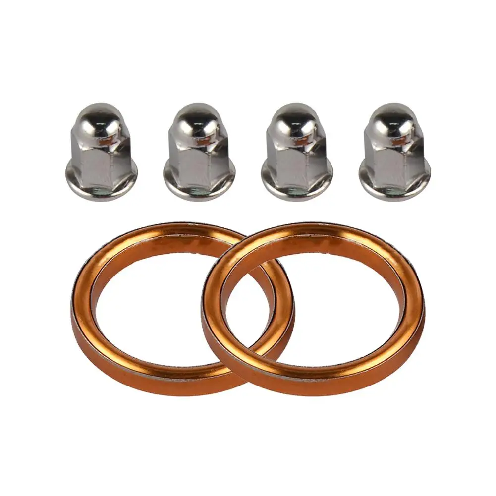 Motorcycle Exhaust Gasket Nut Chrome Plated M6 Cap Nut Exhaust Pipe Washer Set For Honda CB500K CB550K CB550F VF500F VF700