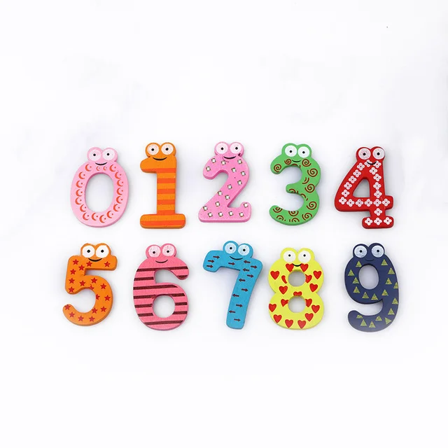 10 Pcs/Set Wooden Children Educational Toys Cartoon Number Letter With Magnet Early Education Learning Arithmetic Toys For Kids 4