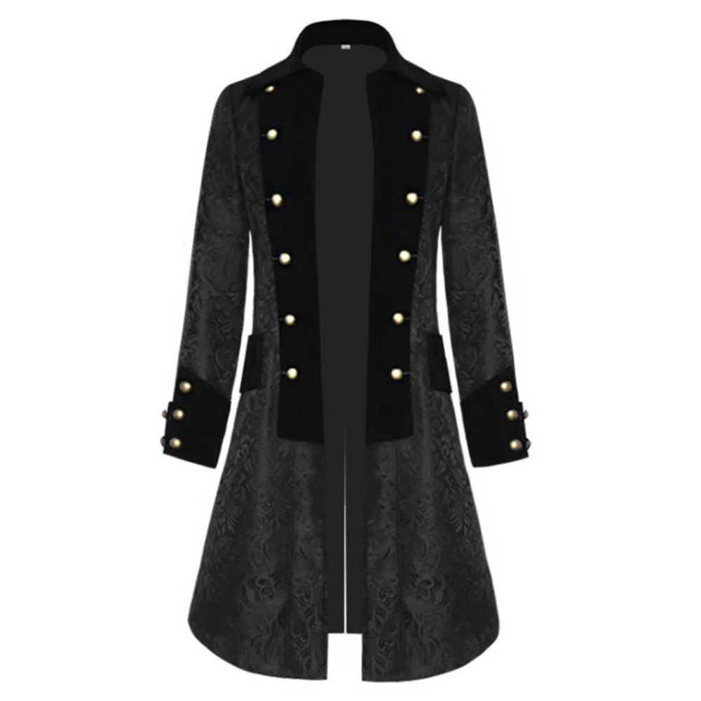 

Middle Ages Steampunk Long Jacket Coat Men Halloween Cosplay Costumes Victorian Gothic Medieval Jacket Cardigan Kimono Coat
