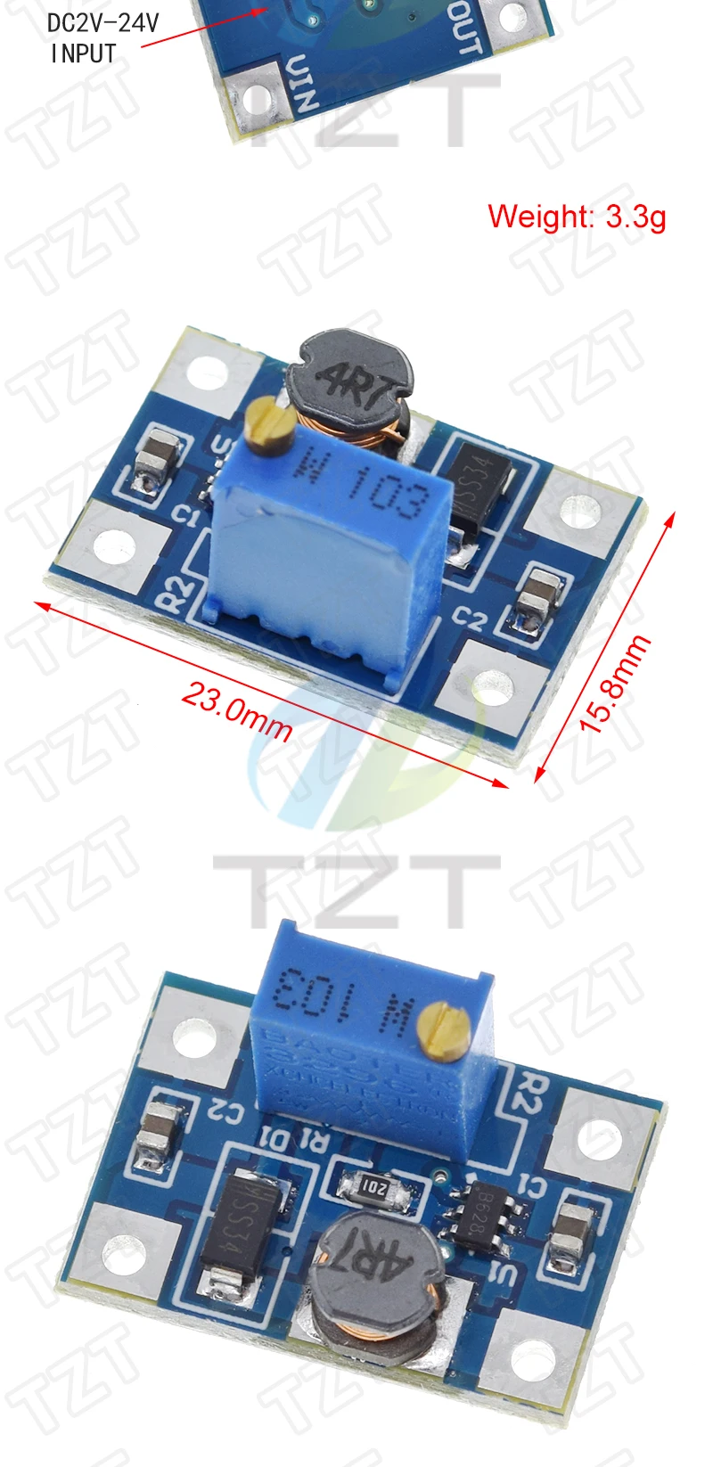 TZT 1/5PCS MT3608 DC-DC Step Up Converter Booster Netzteil Modul Boost Step-up Board MAX ausgang 28V 2A – Detail 9