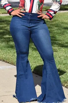 

Women Vintage Wide Leg Flared Jeans Waisted Flare Jean Pants Slim Office Lady Denim Pants Sexy Casual High