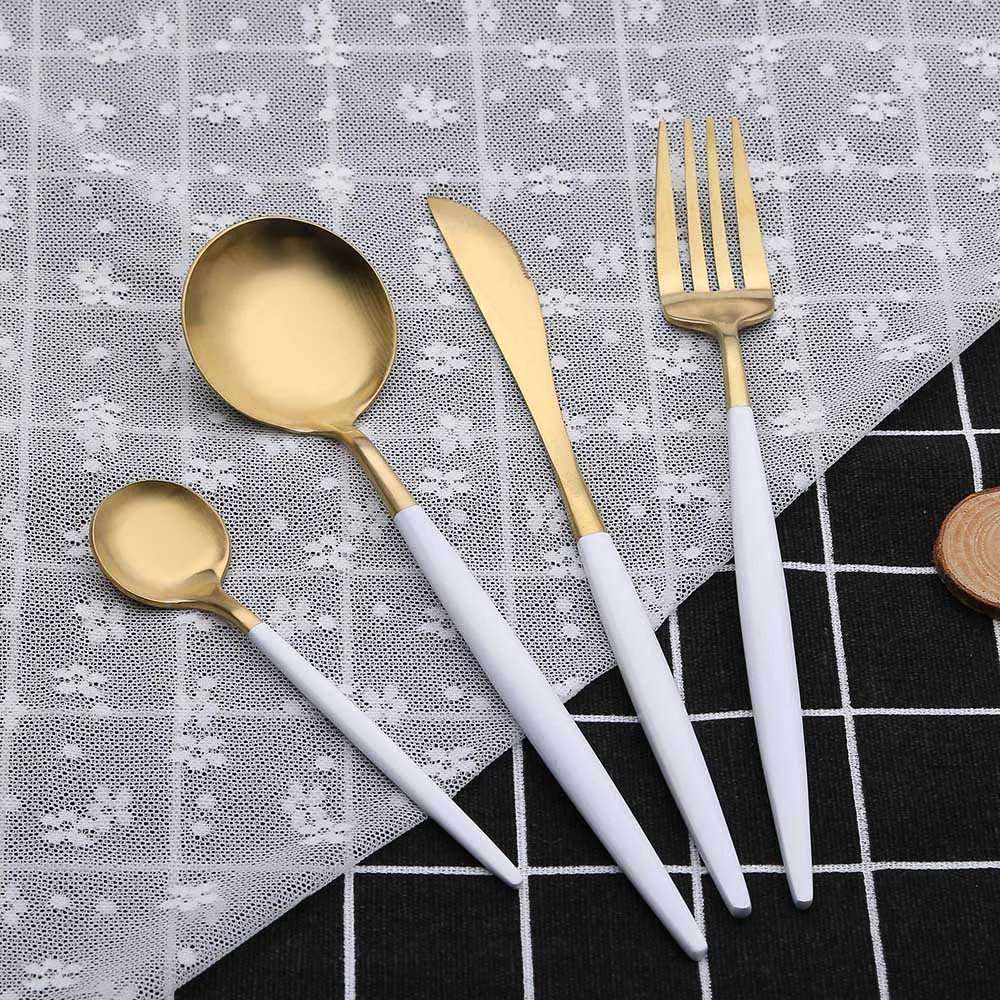 4 шт. в наборе многоразовые столовые приборы из нержавеющей стали стиле