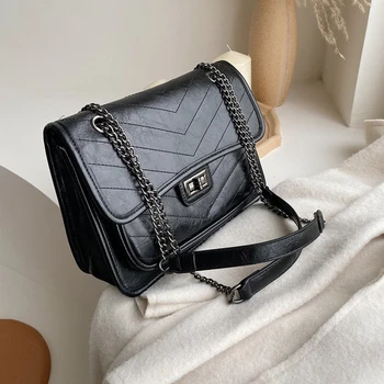 

Fashion Hight Quality Solid Color Soft Leather Shoulder Bags For Women Luxury Chain Crossbody Messenger Bag Female Handbags