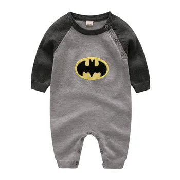

Baby boy rompers wool jumpsuit baby knitted jumper newborn batman toddler girl winter clothes