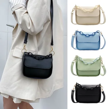 Tanie Solid Color Małe Torby Na Ramię Ze Skóry PU Dla Kobiet 2020 Lato Akrylowe łańcucha Projektant Pani Podróży Ramię Messenger Torebki