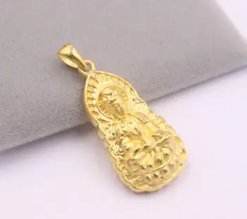 

New Pure 24K Yellow Gold Three-dimensional Pendan 35x15mm The Goddess Of Mercy 2.51g NO Necklace
