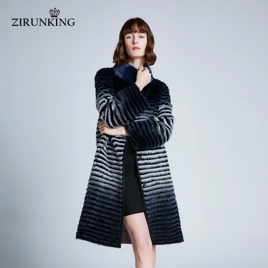 ZIRUNKING Новая женская шуба из натурального меха норки женские двусторонние шубы