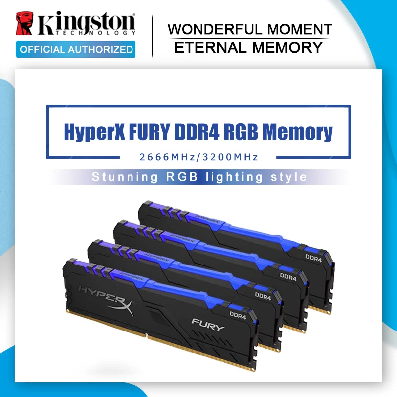Kingston-memória Ram Hyper4 16gb 8gb Ddr4 para Desktop 2666 Mhz ou 3200mhz