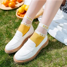 Новые стильные носки женские дышащие дезодорирующие шелковые носки со стеклянными картами однотонные женские носки без пятки с буквенным принтом