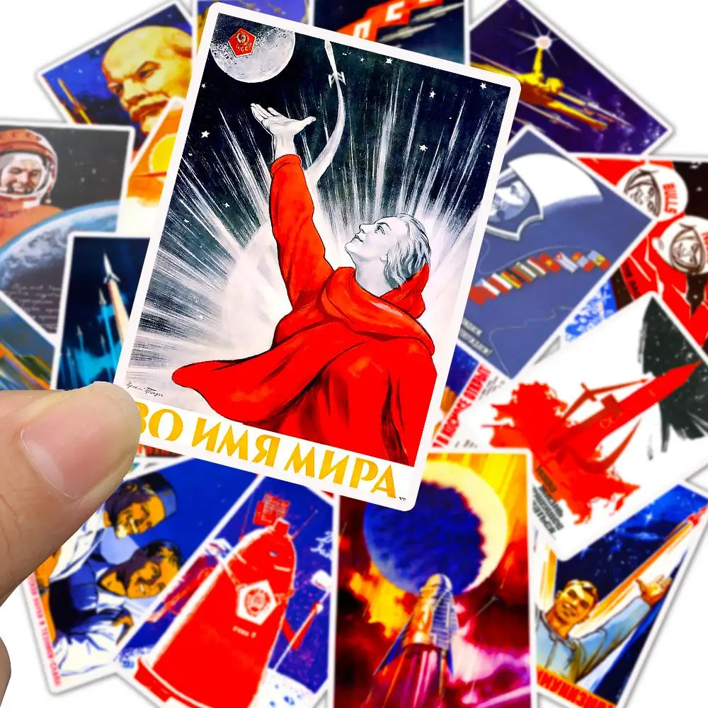 Russian Propaganda Poster the Space Race Poster Stickers USSR CCCP Stickers for Collection Laptop Luggage Phone Decals 25Pcs