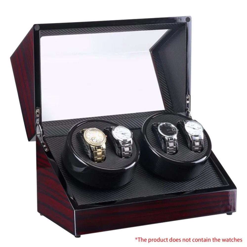 

Watch Winders 4 Slots Lacquer Wood Rotate Electric Watch Box Silent Motor Display Clock Luxury US Plug Watch Case