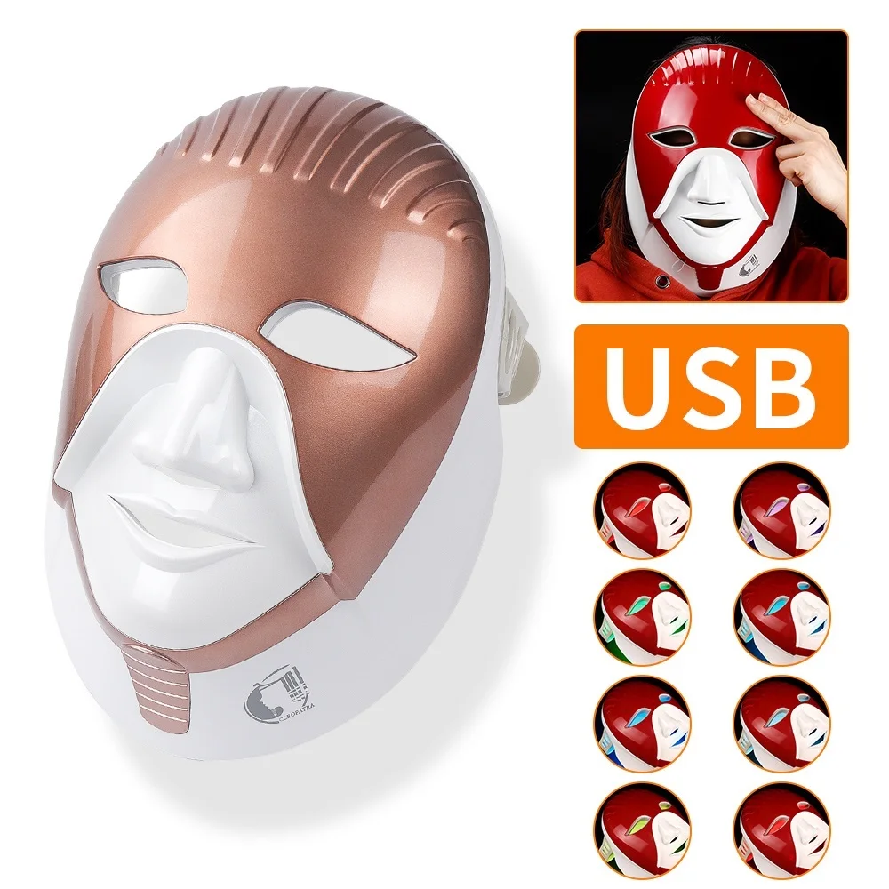  Rechargeable 8 Colors LED Neck Mask Anti-Wrinkle Device LED Photon Mask Wrinkle Removal Skin Rejuve - 32971147460