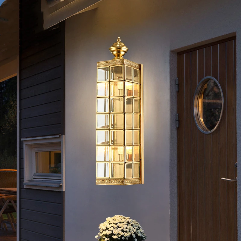 OutdoorLED медный настенный светильник настенное бра для крыльца квадратный уличный