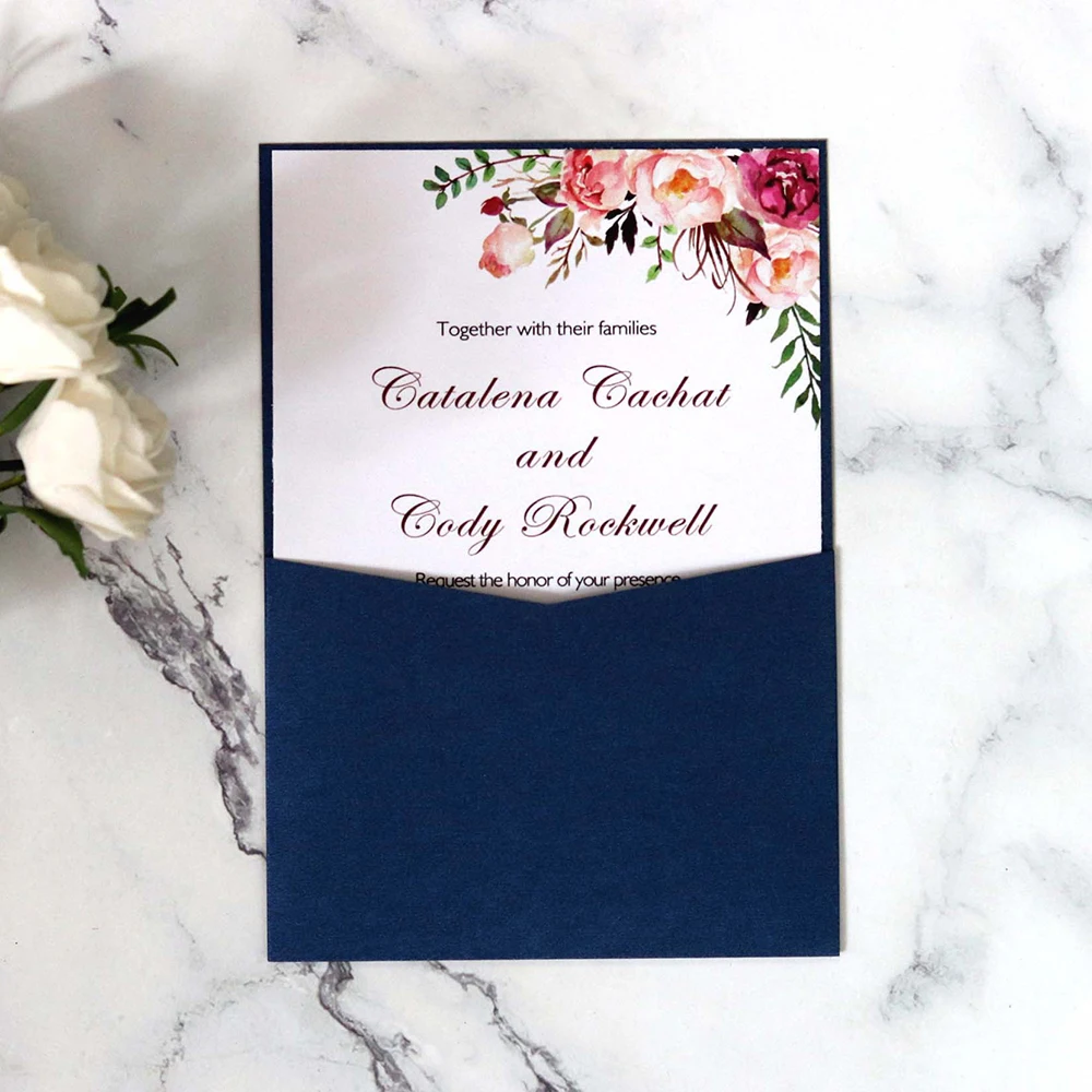  10pcs Simple Solid Color Pocket Wedding Invitation Business Banquet Invitation Large Event Exhibiti - 4.00048E+12