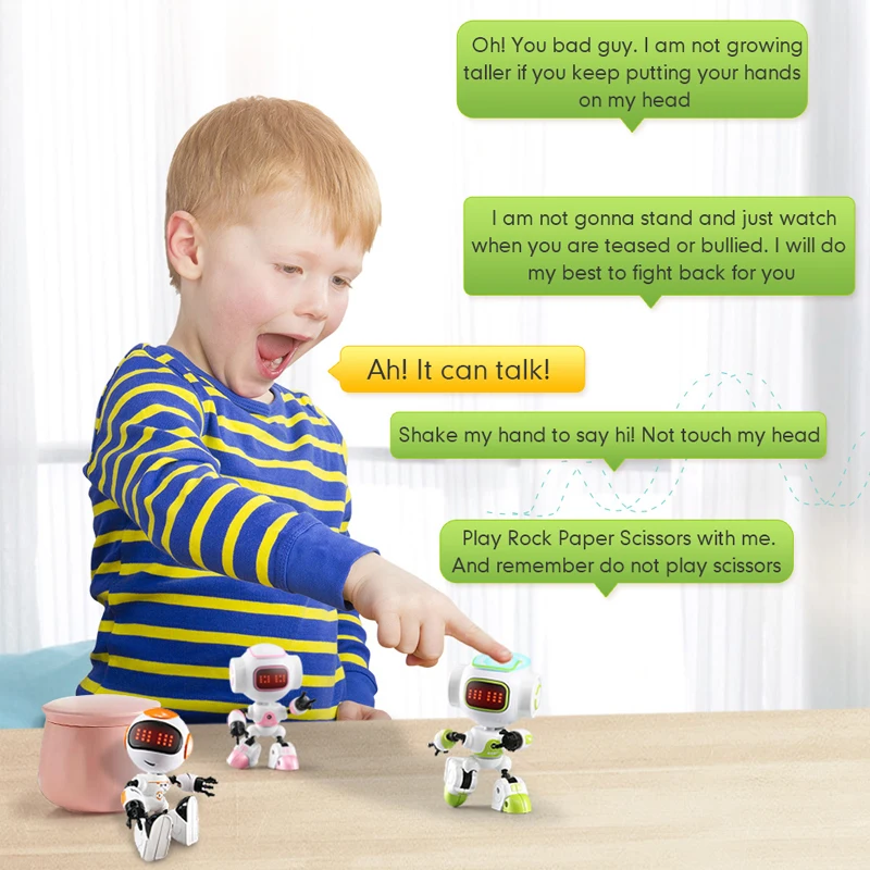 JJRC R8 Mini Smart Robot Kids Voiced Intelligent LED Eyes DIY Vector Robot Combat Robo Toy For Children Kids Gift Rc Robots Toys