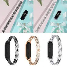 Unisex Mi Band 3/4  Metal Straps Bracelet Wristbands with Diamond Accessories Diamond Steel Strap +  Zinc Alloy Table Frame