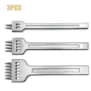 

3pcs/set Round Stitching Punch Tools Sliver Leather Hole Punches 4mm Spacing Leather Punching Tool Hole Cutter DIY Handmade