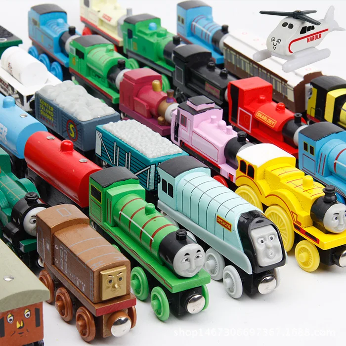 Деревянный Паровозик Emily, магнитный деревянный паровозик, модель автомобиля, игрушка, совместимая с брэндом Brio, Железнодорожные локомотивы, игрушки для детей