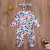Новорожденная Девочка Цветочные Ноги Playsuit, Цветочный Принт Цельный Комбинезон Sleeper с Оголовьем Одежда Footies Длинный Рукав