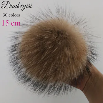 Big Size 15cm DIY Real Fox Fur Pompoms Raccoon Fur Pom Poms Balls Natural Fur Pompon For Hats Bags Shoes Scarves Accessories 1