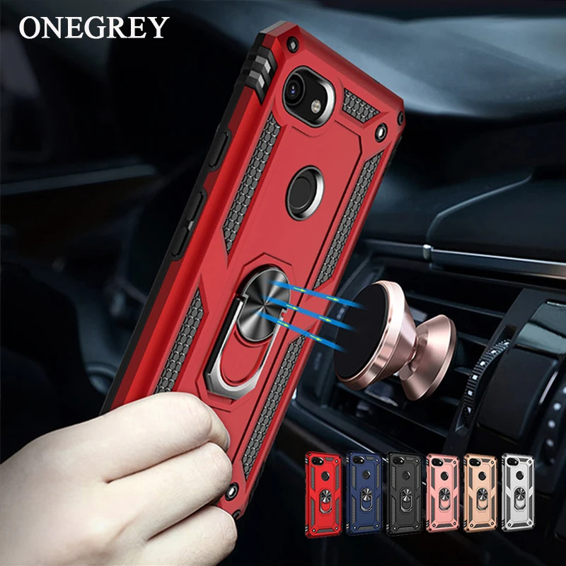 

Luxury Cover For Google Pixel 4A 3A XL Car Magnet Holder Case For Google Pixel 4A 3A Rotating Finger Ring Shockproof Phone Coque