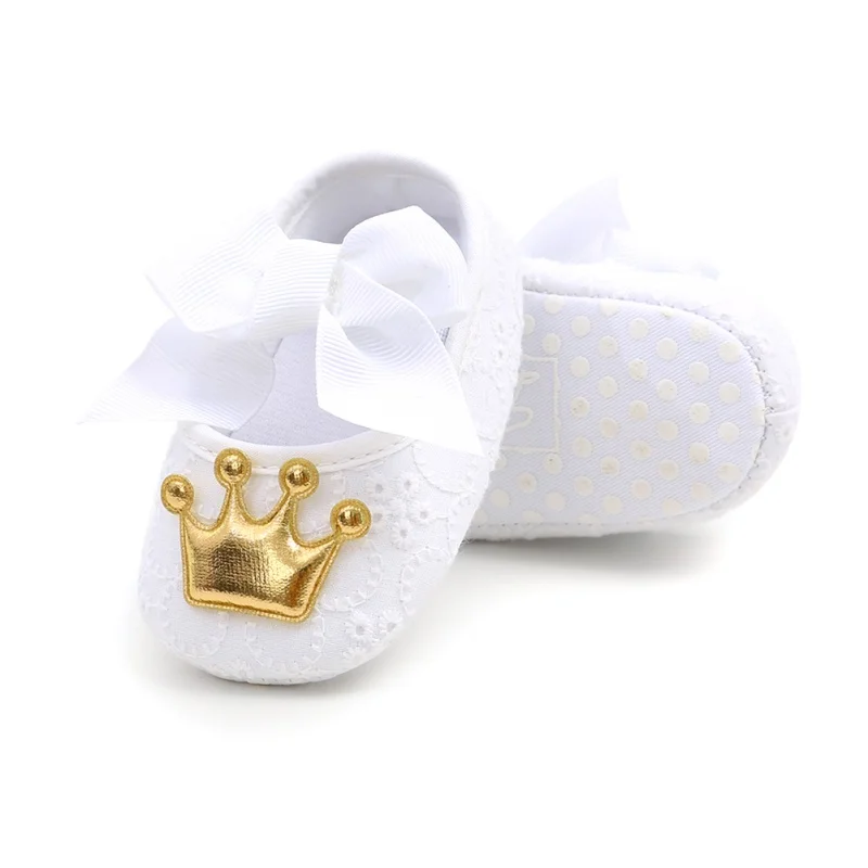 Обувь принцессы для маленьких девочек; обувь с мягкой подошвой+ повязка на голову с бантом и короной; обувь для малышей