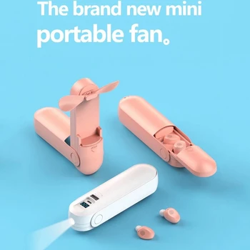 

2 in 1 Portable F7 Bluetooth 5.0 Earphone True Wireless Stereo TWS Headset Sport In-Ear Headphone Mini Fan Wireless Earbuds