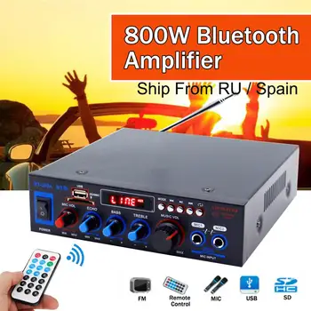 

HIFI 2CH 800W Power bluetooth Audio Amplifier 12/220V Home Theater Amplifiers Audio with Remote Control Support FM USB SD Card