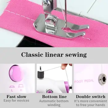 

ABS Small Electric Sewing Machine Mini Automatic Portable Home Sewing Machine Multifunctional Pink Useful Desktop Handheld